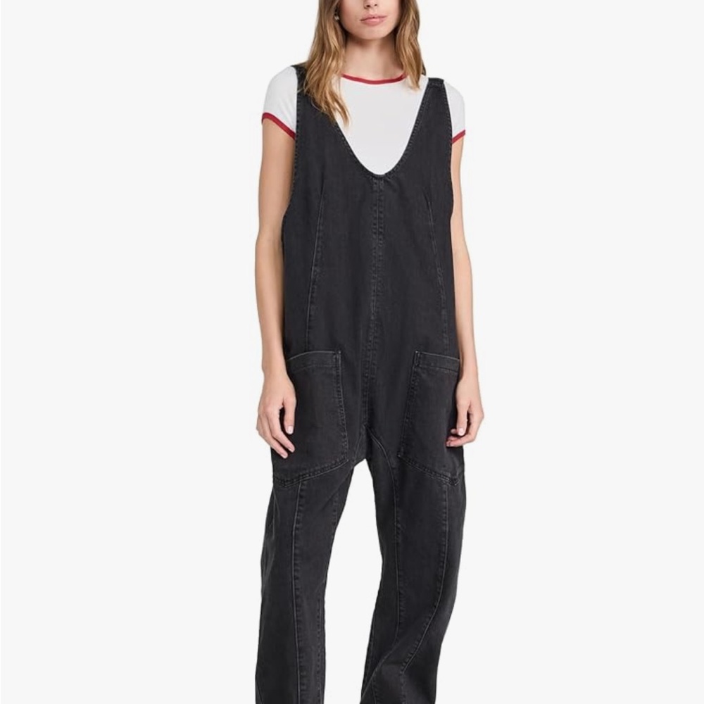Women's Black Denim Overalls